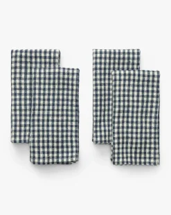 Gingham Check Linen Napkins (Set of 4)