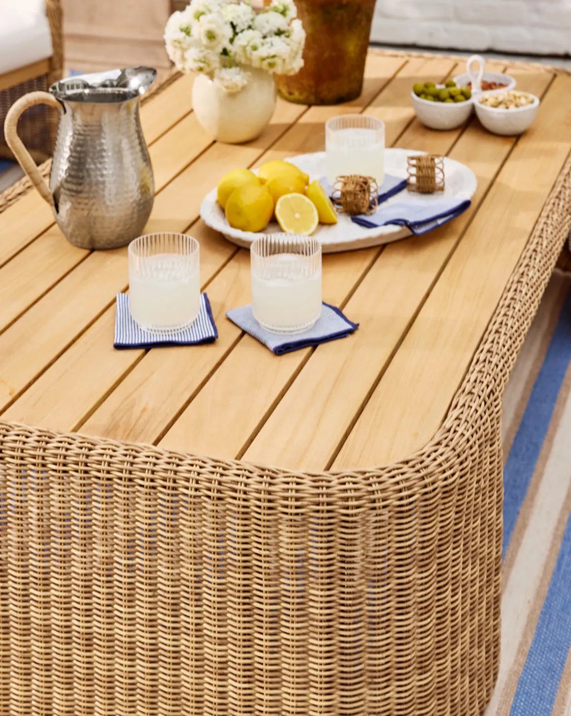 Navy Striped Cocktail Napkins (Set of 4)